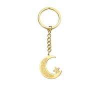 EUEAVAN Porte-clés islamique Ayatul Kursi Porte-clés musulman Croissant de lune et étoile calligraphie arabe Amulette Allah Bijoux (or)