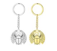 EUEAVAN Porte-clés oeil d'Horus Scarabée Beetle déesse égyptienne Isis Ankh Eye of Ra Egypt Cartouche Amulette Bijoux Cadeau, Argent + or, Medium