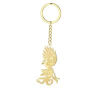 EUEAVAN Porte-clés Phoenix Oiseau phénix renaissant de ses cendres Bijoux animaux mythologiques Cadeau pour un nouveau départ Accessoires pour sac à main (Or)