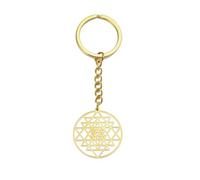 EUEAVAN Porte-clés Sri Yantra Chakra Géométrie sacrée Porte-clés Symbole hindouiste Amulette Talisman Méditation hindoue Religion Bijoux (or)