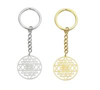 EUEAVAN Porte-clés Sri Yantra Chakra Géométrie sacrée Porte-clés Symbole hindouiste Amulette Talisman Méditation hindoue Religion Bijoux (argent+or)