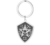 EUEAVAN Porte-clés Tetragrammaton Pentagramme pour hommes YHVH YHWH Jéhovah Pentacle Yeshua Prière bénie Noms hébreux de Dieu Amulette Bijoux (Argent)