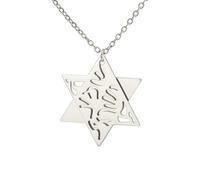EUEAVAN Prière juive Shema Yisrael Collier pour femmes Étoile de David bicolore Collier Hear O Israel Pendentif Judaica Sh'ma Yisrael Bijoux juif Cabala Bénédiction Cadeau Hommes (argent)