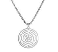 EUEAVAN Roue de Hécate Symbole Collier Hécate Pendentif VikingTriple Déesse Wiccan Roue Amulette Païen Bijoux Wiccan Cadeaux pour Hommes Femmes (Roue d'Hécate argent)