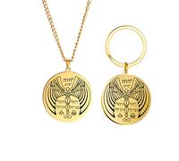 EUEAVAN Tétragramme collier YHVH YHWH Jéhovah collier Yeshua béni des prières pendentif hébreu Bible noms de Dieu religieux bijoux Seigneur amulette pour les chrétiens juifs (Set or)
