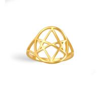 EUEAVAN Unicursal Bague avec symbole hexagonal à 6 branches Bague étoile occulte Satanique Étoile de David Talisman Bijoux religieux Cadeau pour femmes hommes, Acier inoxydable, Aucune pierre