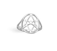 EUEAVAN Unicursal Bague avec symbole hexagonal à 6 branches Bague étoile occulte Satanique Étoile de David Talisman Bijoux religieux Cadeau pour femmes hommes, Acier inoxydable, Aucune pierre