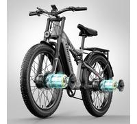 EUEBIKE S600 Vélo électrique double traction, pneu épais de 66 cm, absorption des chocs monté sur l'épaule, batterie au lithium rechargeable intégrée de 840 WH, gris mat