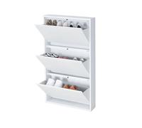 EUEIQCBZ Armoire à Chaussures en métal Mince Murale pour entrée en Blanc Finition Mince Rangement de Rack de Chaussures à Bascule sans Assemblage requis de Chaussures de Chaussures pour Le Couloir