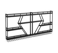 EUEIQCBZ Bouteille à vin en métal Flottante et Porte-Verre avec lumière LED Mall Mur Mur Mound Rack pour Bar Salon Restauration Decorative Afficher Support Noir (arrière 240x20x ...)