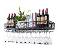 EUEIQCBZ Porte-Bouteille Mural Rack de vin Flottant, Porte-Verre à vin à vin Mural Haut-Vide Porte-étape de la Bouteille de vins, rackage de Rangement de l'organisateur de Rangement (Couleur: Noir,