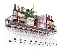 EUEIQCBZ Porte-Bouteille Mural Rack de vin Flottant, Porte-Verre à vin à vin Mural Haut-Vide Porte-étape de la Bouteille de vins, rackage de Rangement de l'organisateur de Rangement (Couleur: Noir,