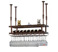 EUEIQCBZ Rack de Bouteille à vin à Montage à 80 cm et Porte-Bouteille, étagère en métal Mural Industriel, Porte-Bouteille à vin Suspendu à 2 Couches pour Barre/Bronze / 80 * 30 cm
