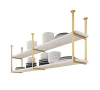 EUEIQCBZ Rack de Bouteille Flottante 2 Couches suspendues à Vide en Bois Massif en Bois Massif Mur à Fer forgé.