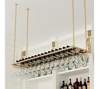 EUEIQCBZ Verre à vin Suspendu en Or et Porte-Bouteille Plafond de vitraux à vin monté pour Champagne pour Verres à Tige du Bar Cuisine Nizer étagères de décoration intérieure