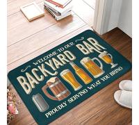 EUEKQOIB Bienvenue dans Notre Bar d'arrière-Cour Panneaux de Bar Amusants paillasson antidérapant de Cuisine de Salle de Bain de Porte de Toilette d'entrée