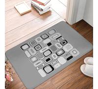 EUEKQOIB Paillasson antidérapant à imprimé géométrique Moderne du Milieu du siècle Noir Blanc Gris Rectangles carrés de Sol entrée Balcon
