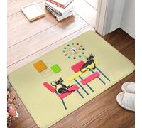 EUEKQOIB Paillasson antidérapant Motif Chats Noirs rétro du Milieu du siècle pour Cuisine Salle de Bain Chambre à Coucher Balcon Porte entrée