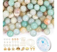 EUES 100 perles d'amazonite naturelle de 8 mm pour bracelets, kit de perles en pierres précieuses pour fabriquer soi-même des bracelets, kit de en verre à enfiler pour colliers