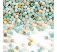 EUES Perle Pierre Naturelle 180 Pièces, 4mm Perles d'Amazonite Naturelles Givrées, Perles de Pierre Naturelle Rondes pour la Fabrication de Bijoux de Collier de Bracelet DIY, Fêtes, Vacances