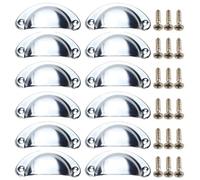 EUETVEXERK Lot de 12 poignées tiroir en forme coquillage, style demi-lune, for placard cuisine, porte d'armoire, vintage Poignée de porte d'armoire(Chrome)