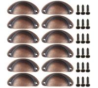 EUETVEXERK Lot de 12 poignées tiroir en forme coquillage, style demi-lune, for placard cuisine, porte d'armoire, vintage Poignée de porte d'armoire(Red Bronze)