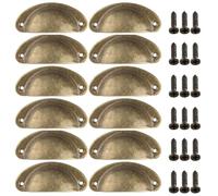 EUETVEXERK Lot de 12 poignées tiroir en forme coquillage, style demi-lune, for placard cuisine, porte d'armoire, vintage Poignée de porte d'armoire(Yellow Bronze)