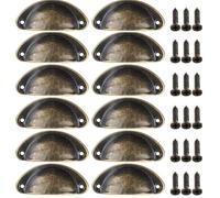 EUETVEXERK Lot de 12 poignées tiroir en forme coquillage, style demi-lune, for placard cuisine, porte d'armoire, vintage Poignée de porte d'armoire(Green Bronze)