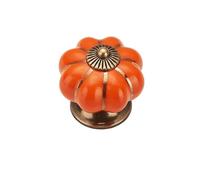 EUETVEXERK Lot de 5 poignées en céramique forme citrouille, 40 mm, for tiroir, placard, porte, meuble, trou unique Poignée de porte d'armoire(Arancione)