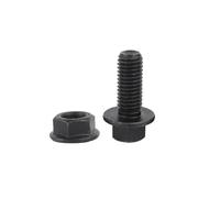 eufeifeiegds Boulons à tête hexagonale bride en acier noir 10.9, vis hexagonales et écrous dentelée, ensemble combiné M5 M6 M8 M10 M12 M16 wefeiegds(Flanged Head,16mm,M6(3sets))