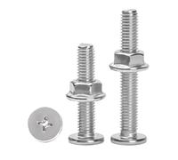 eufeifeiegds M5 M6 M8 A2-70 304 acier inoxydable croix Phillips Ultra mince plat tête de plaquette vis boulon et écrous à bride dentelée wefeiegds(22mm,M6x12mm(3sets))