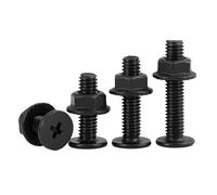 eufeifeiegds Vis Phillips à tête plate Ultra fine en acier inoxydable 304 noir, jeu de boulons et d'écrous bride dentelée M3 M4 M5 M6 wefeiegds(16mm,M3x7mm(20sets))
