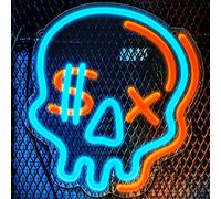 Eufrozy Crâne Neon Sign, Halloween Enseigne Lumineuse avec Gradation à 6 Niveaux et Fonction de Mémoire, Lampe Néon LED Alimenté par USB pour Décoration Murale, Chambre, Fête, Bar, Halloween