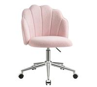 Eufurnibi Chaise Coiffeuse Chambre, Chaise Pivotante à Roulette pour Fille, Siege de Bureau Confortable, Montage Facile, Rose