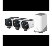 eufyCam S3 Pro, Kit de 3 caméras de surveillance extérieures sans fil solaires 4K, MaxColor Vision nocturne, Forever Power 2.0, IA de reconnaissance faciale, mémoire local extensible, sans frais d’abo