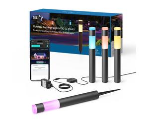 Eufy Éclairage d'extérieur E10 Lot de 4 ampoules LED RGBWW intelligentes filaires, étanche IP65 pour jardin et terrasse, contrôle par Alexa et application, thèmes lumineux IA infinis pour fêtes, intég
