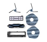 Set de pièces détachées pour robot aspirateur eufy X10 Pro Omni, 1× brosse roulante avec poils et caoutchouc, 1× protection de brosse, 2× brosses latérales, 1× filtre lavable et 2× lingettes