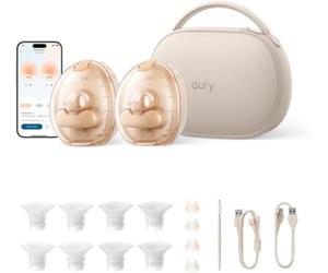 eufy S2 Pro tire-lait électrique mains libres avec massage chauffant | HeatFlow, double étanchéité, lumière, rythme personnalisé, étui de charge sans fil, 7 j d'autonomie, application, 200 mmHg
