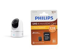 eufy security 2K Caméra Surveillance WiFi Intérieure de Sécurité du Domicile, Détection des Humains et Animaux par l'IA & Carte Philips Micro SDXC 128 Go Classe 10 INCL. Adaptateur UHS-1 U1