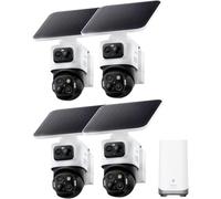eufy Security eufyCam S4 4K UHD Caméra Surveillance WiFi extérieur sans Fil | Caméras solaire sans angle mort, Bullet-PTZ triple objectif, 360°, zoom x8, vision nuit couleur, paquet de 4 + HomeBase S380