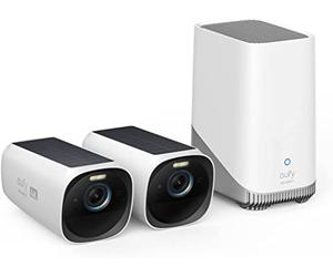 eufy Security S330 eufyCam 3 Kit de caméra de sécurité extérieure sans Fil, caméra 4K avec Panneau Solaire intégré, Forever Power, Reconnaissance faciale AI, 2+1 KIT