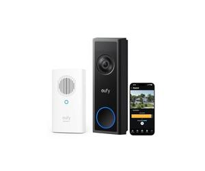eufy Security Sonnette vidéo sans Fil C31 avec Carillon, 2K FHD, Deux Options d'alimentation, Appel vidéo en Direct, Installation Facile, Batterie à dégagement Rapide, Enregistrement 24h/24, 7j/7