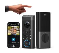 eufy Security Verrou intelligent vidéo E330, caméra 3 en 1 + sonnette + serrure de porte d'entrée sans mpreintes digitales, serrure de porte WiFi, télécommande par application, HD 2K, caméra de