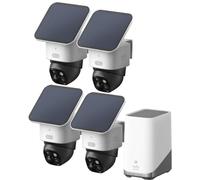 eufy SoloCamS340 3K Caméra Surveillance WiFi extérieur sans Fil | Caméras solaire, Wi-Fi 2,4 GHz, 360° PTZ, sans frais, suivi auto, détection IA, vision nocturne, paquet de 4 + HomeBase 3