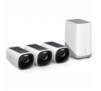 eufyCam S330 (eufyCam 3) 4K Caméra surveillance wifi extérieur sans fil | Caméras solaire, vision nocturne, faciale IA, panneau PV, stockage local, sans frais, paquet de 3 + HomeBase 3