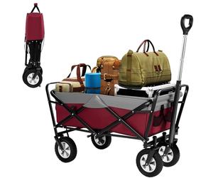 EUGAD 0008HC Chariot de Transport pour Jardin Max. 80kg Chariot Pliable à 4 Roues Tissu Oxford Pourpre+Gris