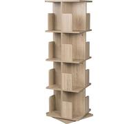 EUGAD 0009SHG Bibliothèque pivotante, Séparation de pièce, Étagère sur pied, Étagère pivotante, Étagère de bureau, Étagère décorative, rotation libre à 360° avec 4 niveaux, MDF naturel,