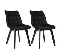 EUGAD 0656BY-2 Chaise de Salle à Manger Lot de 2 avec Velours Assise,Chaise Cuisine Chaise à Manger en Bois,Noir