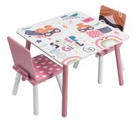 EUGAD 1 Table et 2 chaises Ensemble pour Enfants en MDF et Bois pin,Rose 0006ETZY