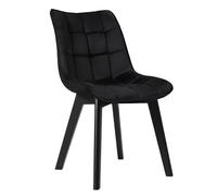 EUGAD 1 X Chaise de Salle à Manger Velours Assise Bois Pieds,Chaise Moderne pour Cuisine Chambre Salon,Noir 0656BY-1